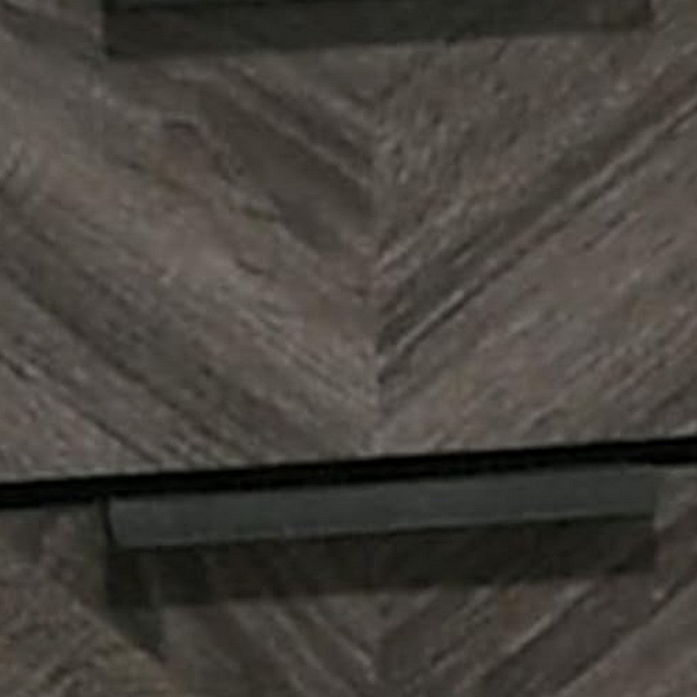 Vey Nightstand with 2 Drawers, Gray Chevron Patterned Fronts - BM340937