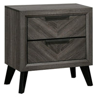 Vey Nightstand with 2 Drawers, Gray Chevron Patterned Fronts - BM340937