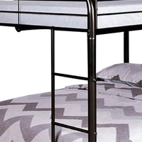 Raina Twin Over Twin Bunk Bed, Black Metal Frame, Attached Side Ladder - BM340945