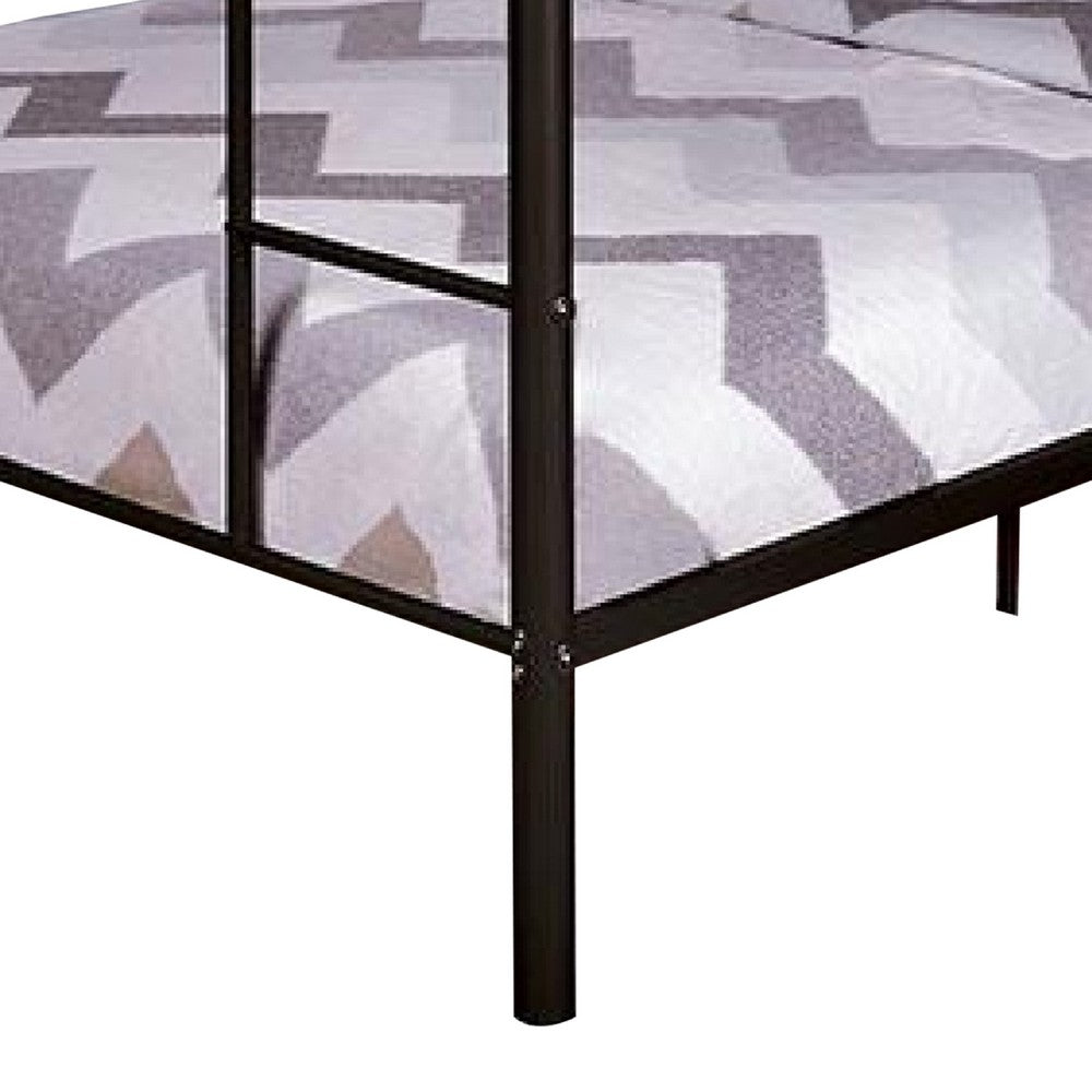 Raina Twin Over Twin Bunk Bed, Black Metal Frame, Attached Side Ladder - BM340945