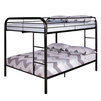 Raina Twin Over Twin Bunk Bed, Black Metal Frame, Attached Side Ladder - BM340945