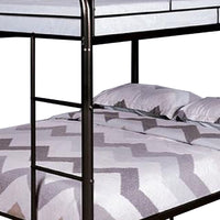 Raina Twin Over Twin Bunk Bed, Silver Metal Frame Attached Side Ladder - BM340946