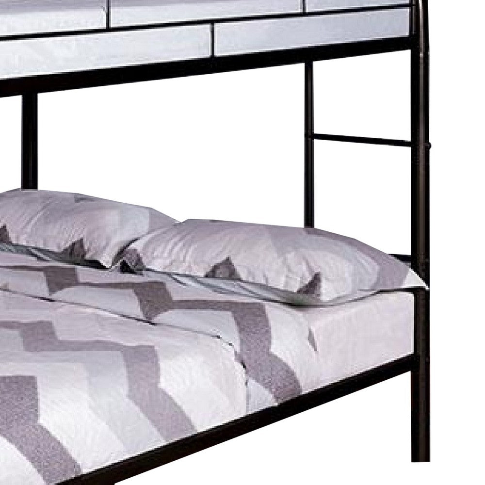 Raina Twin Over Twin Bunk Bed, Silver Metal Frame Attached Side Ladder - BM340946