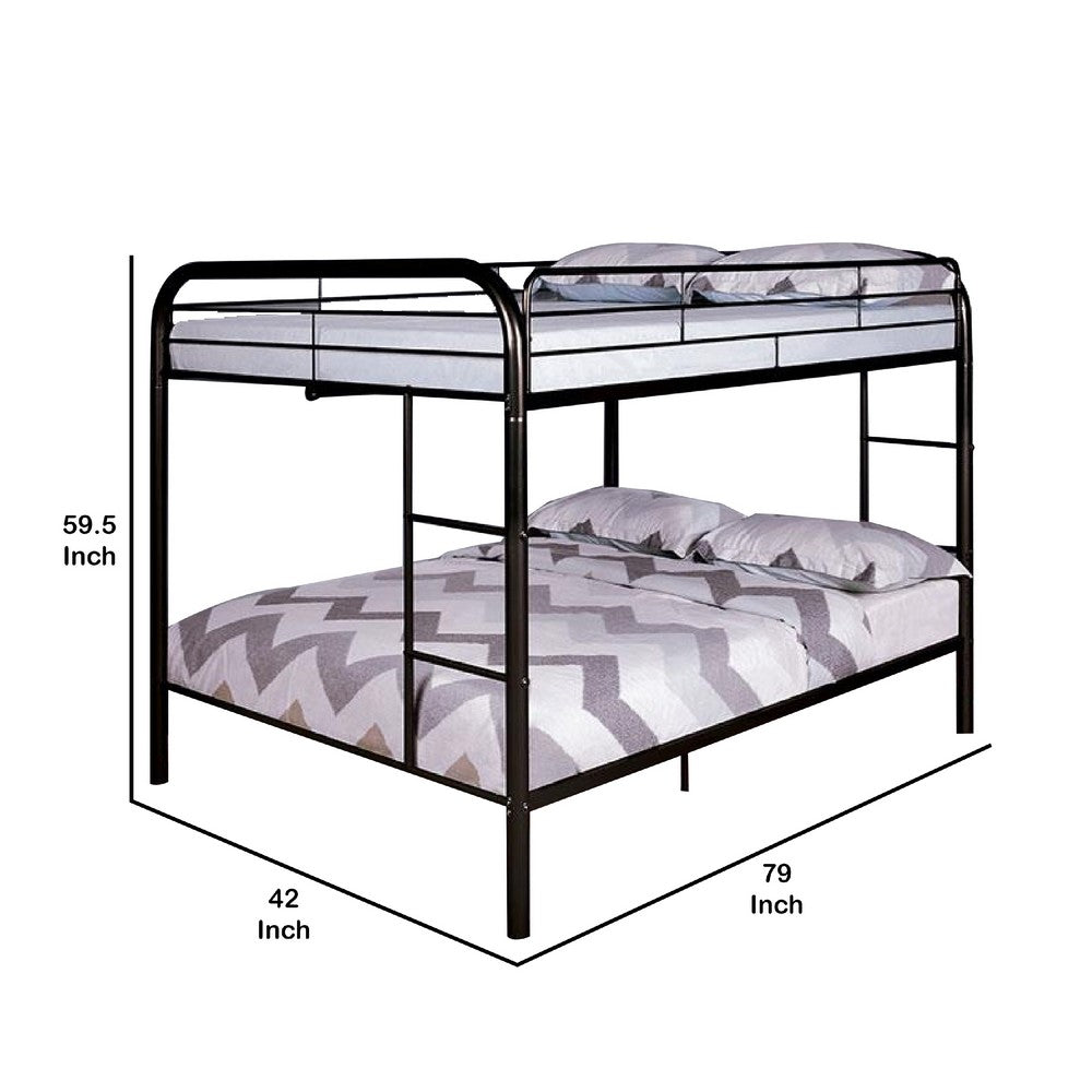 Raina Twin Over Twin Bunk Bed, Silver Metal Frame Attached Side Ladder - BM340946