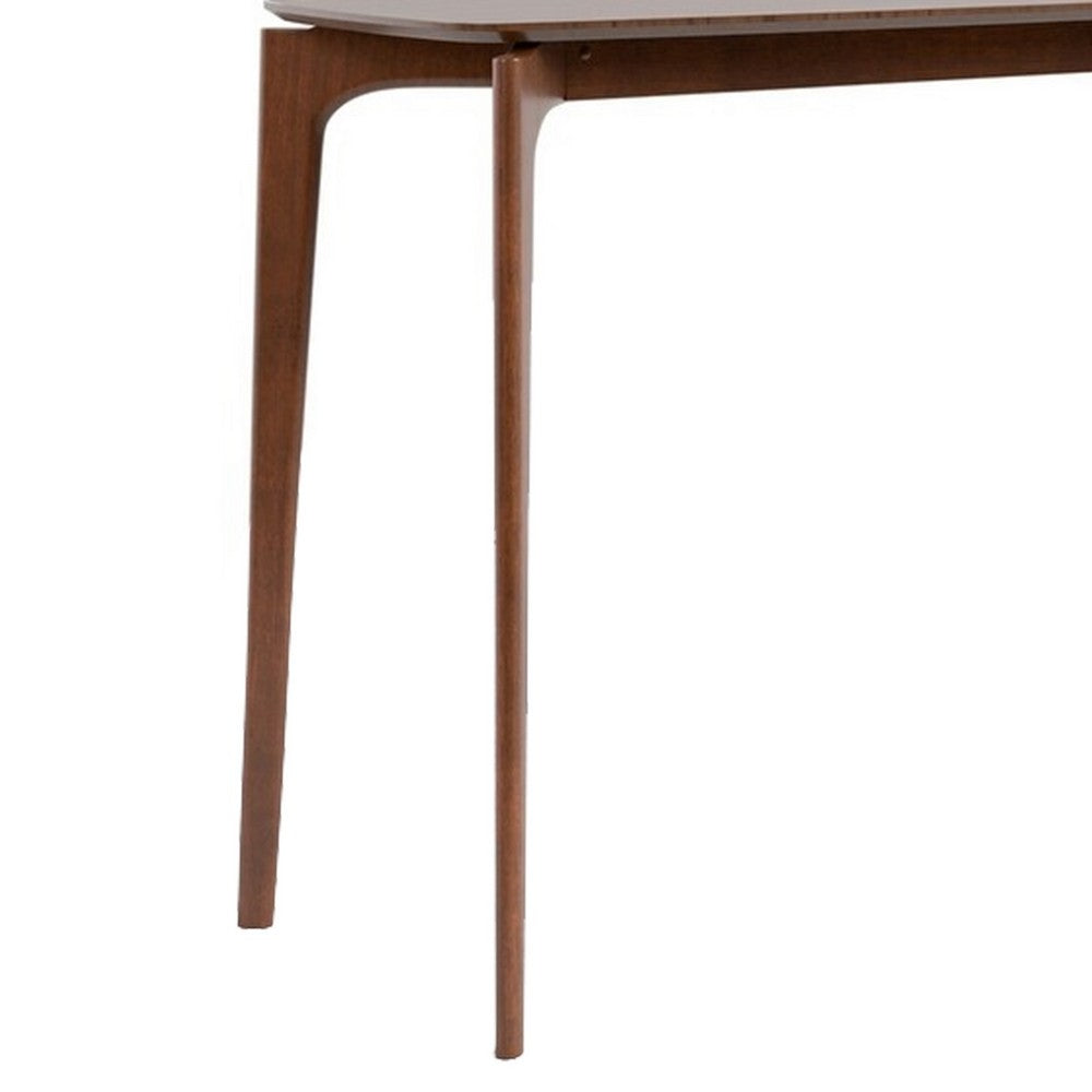 Ebik Counter Height Table, 59 Inch Walnut Brown Solid Wood Top and Legs - BM340948