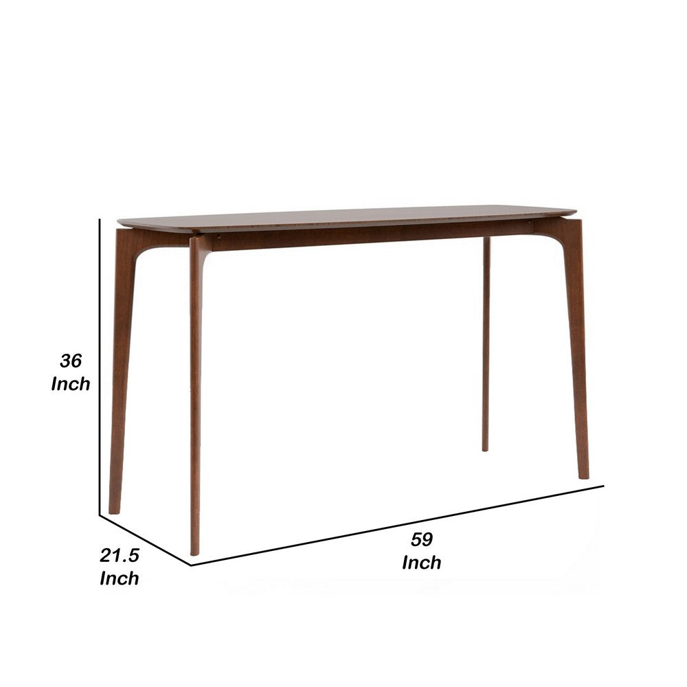 Ebik Counter Height Table, 59 Inch Walnut Brown Solid Wood Top and Legs - BM340948