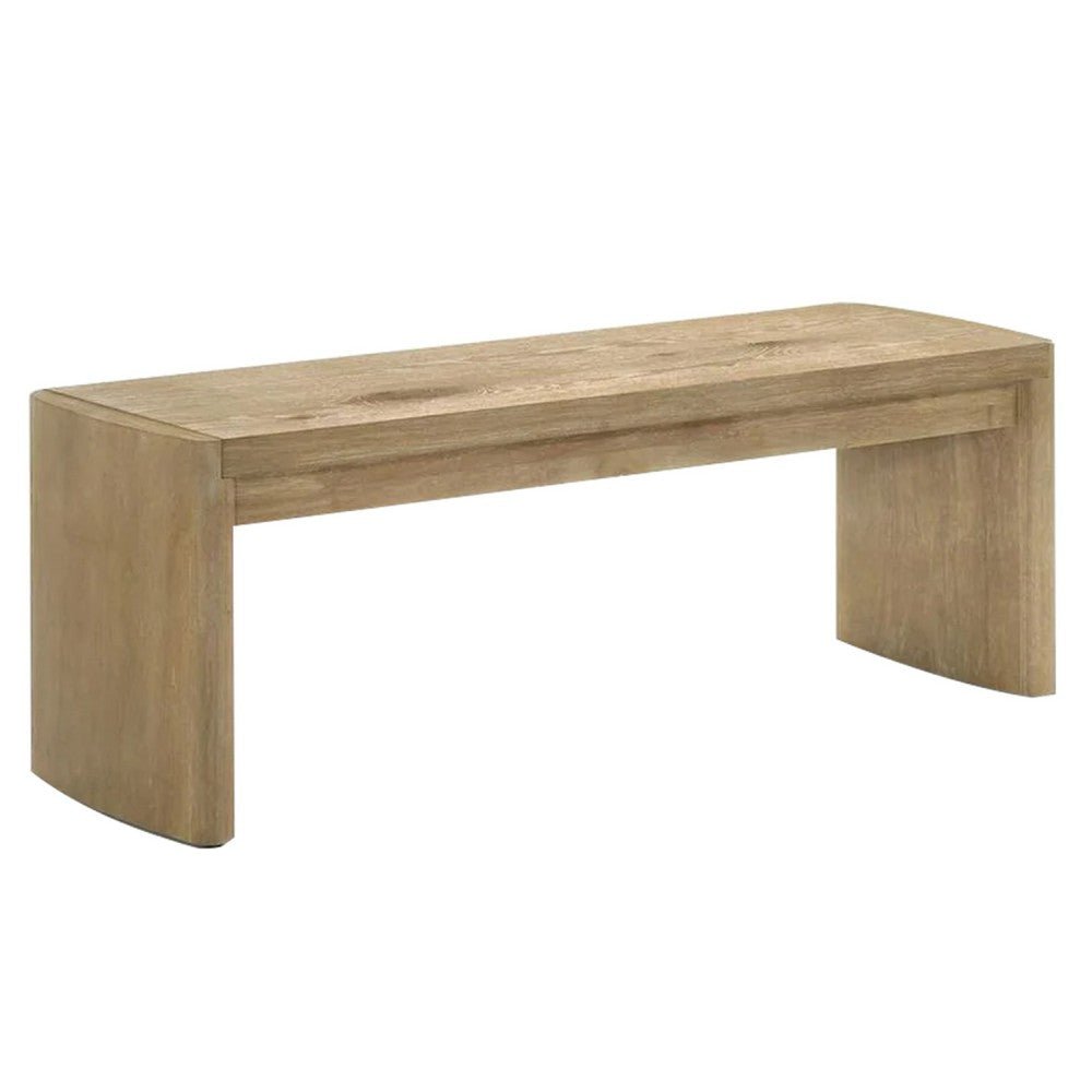 Edey Dining Bench, Rounded Corners, 51 Inch Oak Brown Solid Rubberwood - BM340949