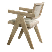 Gexy Dining Side Chair Set of 2, Brown Oak Veneer, Gray Polyester Seat - BM340950