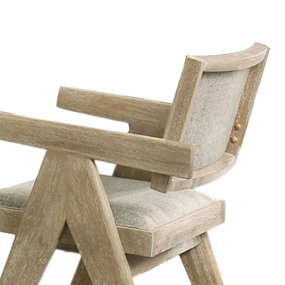 Gexy Dining Side Chair Set of 2, Brown Oak Veneer, Gray Polyester Seat - BM340950