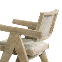 Gexy Dining Side Chair Set of 2, Brown Oak Veneer, Gray Polyester Seat - BM340950