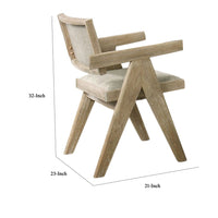 Gexy Dining Side Chair Set of 2, Brown Oak Veneer, Gray Polyester Seat - BM340950