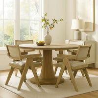 Gexy Dining Side Chair Set of 2, Brown Oak Veneer, Gray Polyester Seat - BM340950