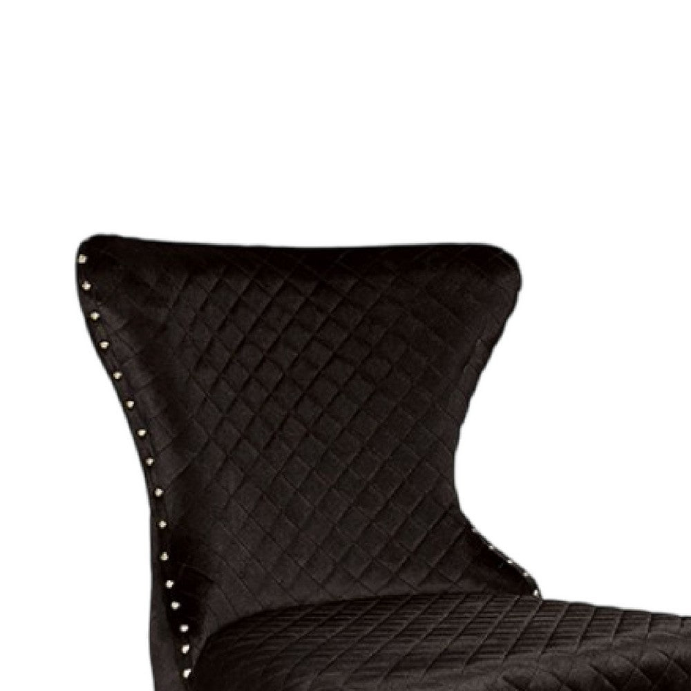 Anova Dining Side Chair Set of 2, Diamond Pattern Black Seat, Gold Leg - BM340952