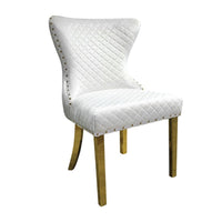 Anova Dining Side Chair Set of 2, Diamond Pattern White Seat, Gold Leg - BM340953
