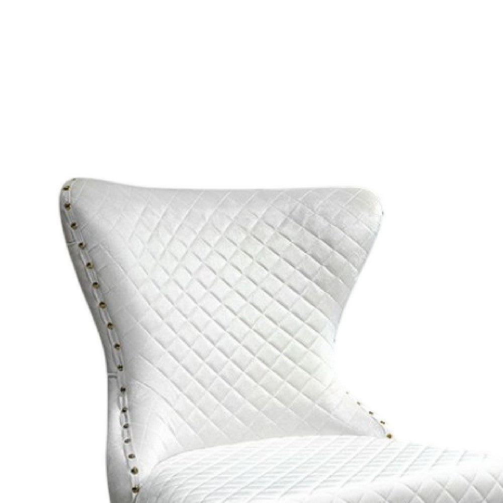 Anova Dining Side Chair Set of 2, Diamond Pattern White Seat, Gold Leg - BM340953