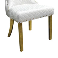 Anova Dining Side Chair Set of 2, Diamond Pattern White Seat, Gold Leg - BM340953