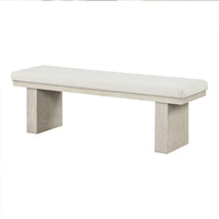 Hagy Dining Bench, 59 Inch, Panel Rubberwood Base, White Fabric Padded Seat - BM340954