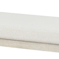 Hagy Dining Bench, 59 Inch, Panel Rubberwood Base, White Fabric Padded Seat - BM340954