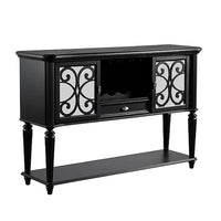 Hixe Dining Sideboard Server, 60 Inch, 1 Drawer w 2 Cabinets and Open Wine Rack, Black - BM340955