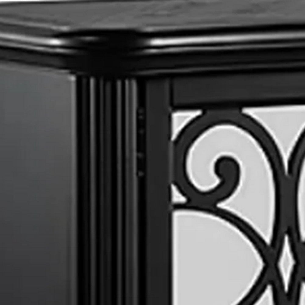 Hixe Dining Sideboard Server, 60 Inch, 1 Drawer w 2 Cabinets and Open Wine Rack, Black - BM340955