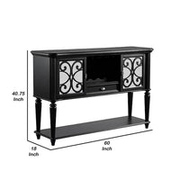 Hixe Dining Sideboard Server, 60 Inch, 1 Drawer w 2 Cabinets and Open Wine Rack, Black - BM340955