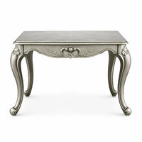 Miz Side End Table, 28 Inch, Carved Cabriole Legs, Champagne Silver - BM340957