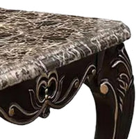 Miz Side End Table, 28 Inch, Carved Cabriole Legs, Champagne Silver - BM340957