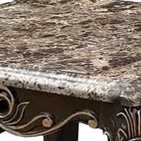 Miz Side End Table, 28 Inch, Carved Cabriole Legs, Champagne Silver - BM340957