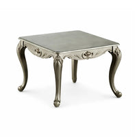 Miz Side End Table, 28 Inch, Carved Cabriole Legs, Champagne Silver - BM340957