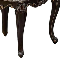 Miz Side End Table, 28 Inch, Carved Cabriole Legs, Champagne Silver - BM340957