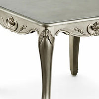 Miz Side End Table, 28 Inch, Carved Cabriole Legs, Champagne Silver - BM340957