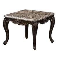 Miz Side End Table, 28 Inch, Carved Cabriole Legs, Champagne Silver - BM340957
