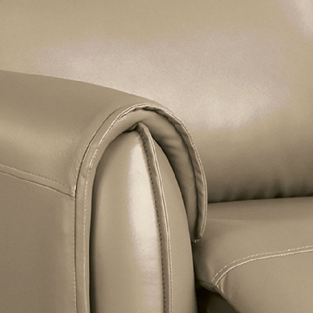 Sily Power Recliner Chair, Flange Trim, Foam Beige Faux Leather Seat - BM340959