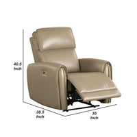 Sily Power Recliner Chair, Flange Trim, Foam Beige Faux Leather Seat - BM340959