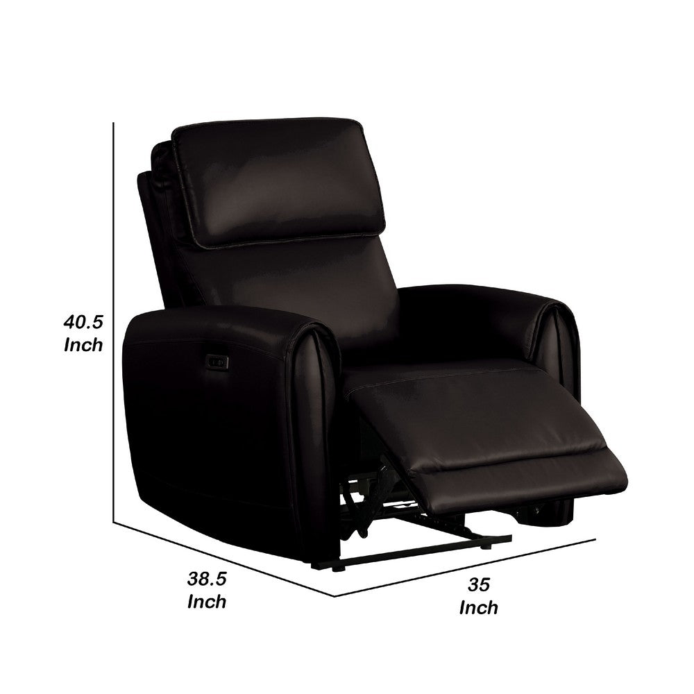 Sily Power Recliner Chair, Flange Trim, Foam Black Faux Leather Seat - BM340960