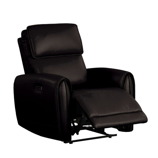 Sily Power Recliner Chair, Flange Trim, Foam Black Faux Leather Seat - BM340960