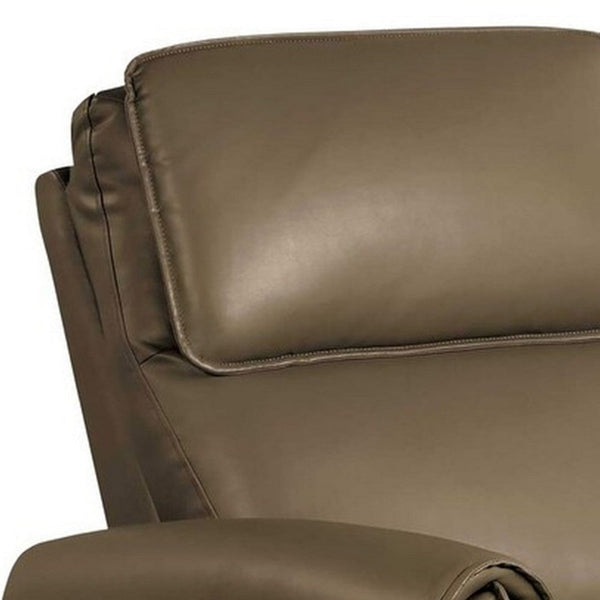 Sily Power Recliner Chair, Flange Trim, Foam Gray Faux Leather Seat - BM340961