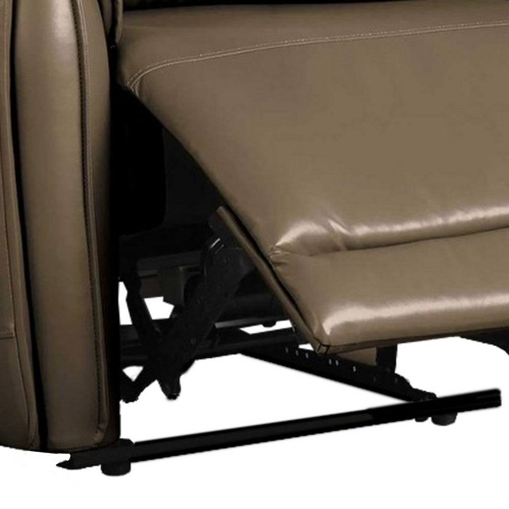 Sily Power Recliner Chair, Flange Trim, Foam Gray Faux Leather Seat - BM340961