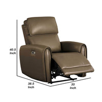 Sily Power Recliner Chair, Flange Trim, Foam Gray Faux Leather Seat - BM340961