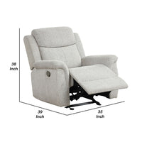 Becy Manual Glider Recliner Chair, Padded Track Arms, Light Gray - BM340962
