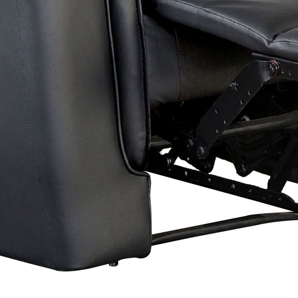 Lenne Manual Recliner Chair, Flared Padded Arms, Black Leather Match - BM340964