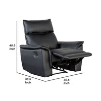 Lenne Manual Recliner Chair, Flared Padded Arms, Black Leather Match - BM340964