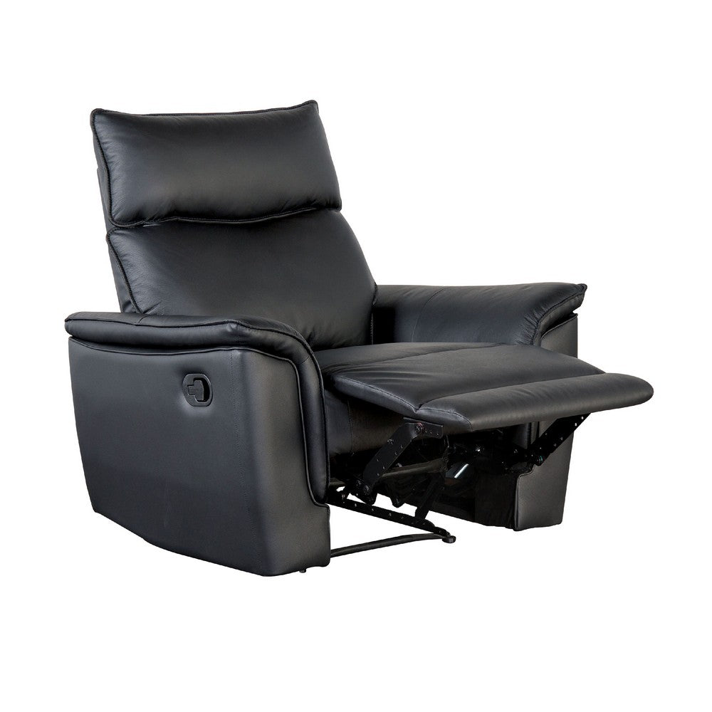 Lenne Manual Recliner Chair, Flared Padded Arms, Black Leather Match - BM340964
