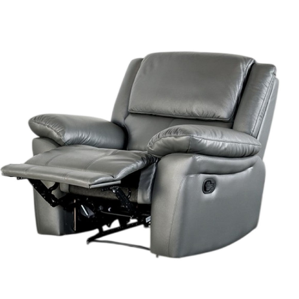 Larus Manual Recliner Chair, Pillow Top Arms, Dark Gray Leather Match - BM340965