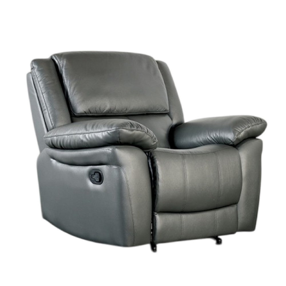 Larus Manual Recliner Chair, Pillow Top Arms, Dark Gray Leather Match - BM340965