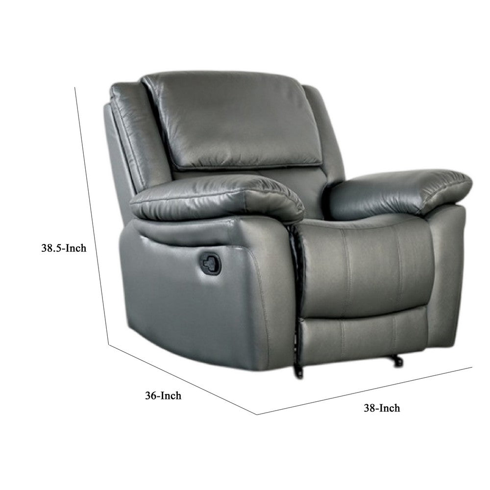 Larus Manual Recliner Chair, Pillow Top Arms, Dark Gray Leather Match - BM340965