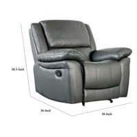 Larus Manual Recliner Chair, Pillow Top Arms, Dark Gray Leather Match - BM340965