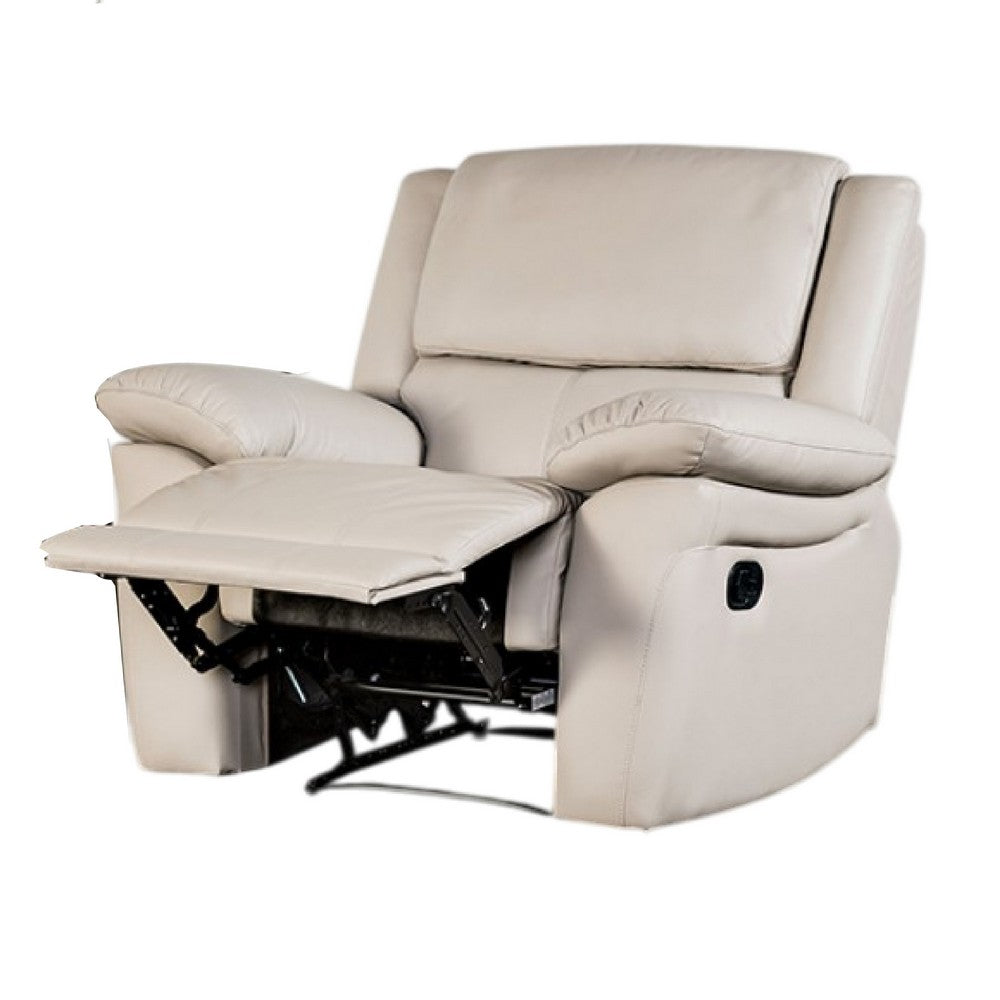 Larus Manual Recliner Chair, Pillow Top Arms, Off White Leather Match - BM340966