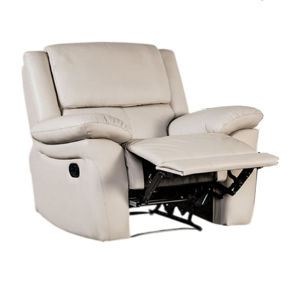 Larus Manual Recliner Chair, Pillow Top Arms, Off White Leather Match - BM340966