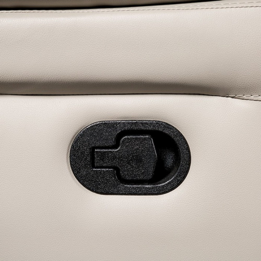 Larus Manual Recliner Chair, Pillow Top Arms, Off White Leather Match - BM340966